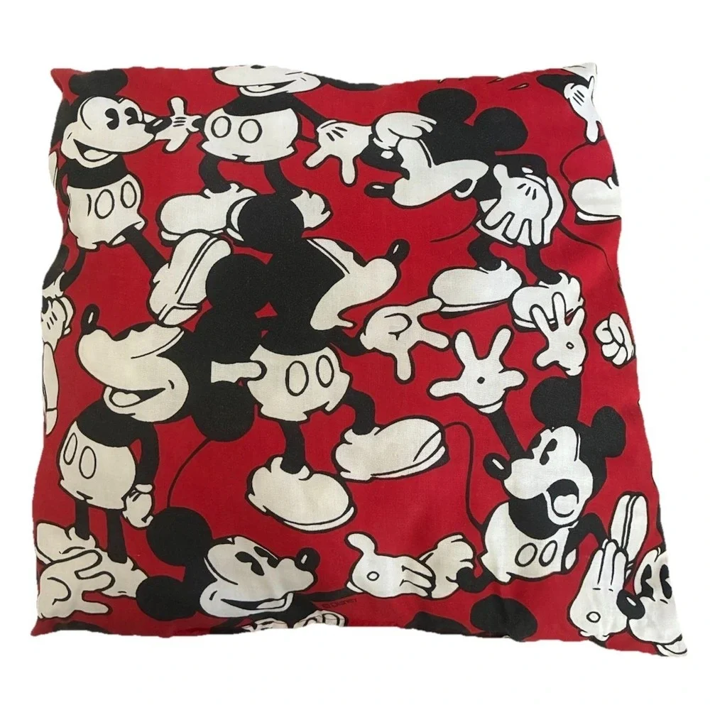 Disney Mickey Mouse Throw Pillow Red White Black Square 15